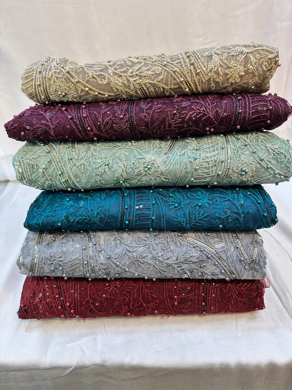 Luxury Net Suit with Thread & Pulse Work | 3 piece with grip trouser Available in 6 colors