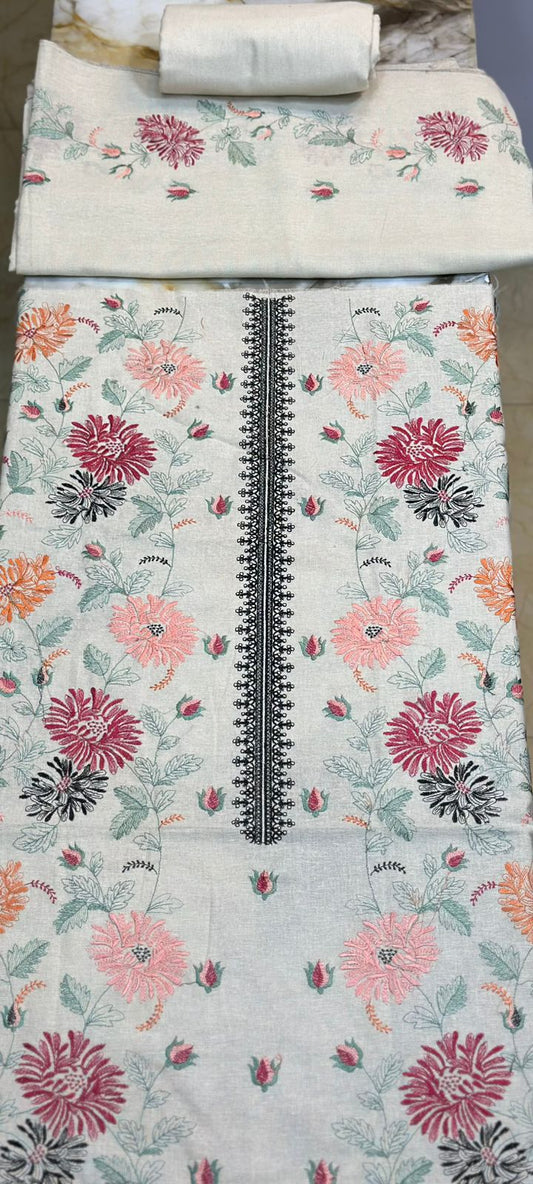 Khaddar 3 piece Embroidered