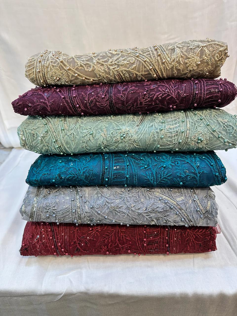 Luxury Net Suit with Thread & Pulse Work | 3 piece with grip trouser Available in 6 colors