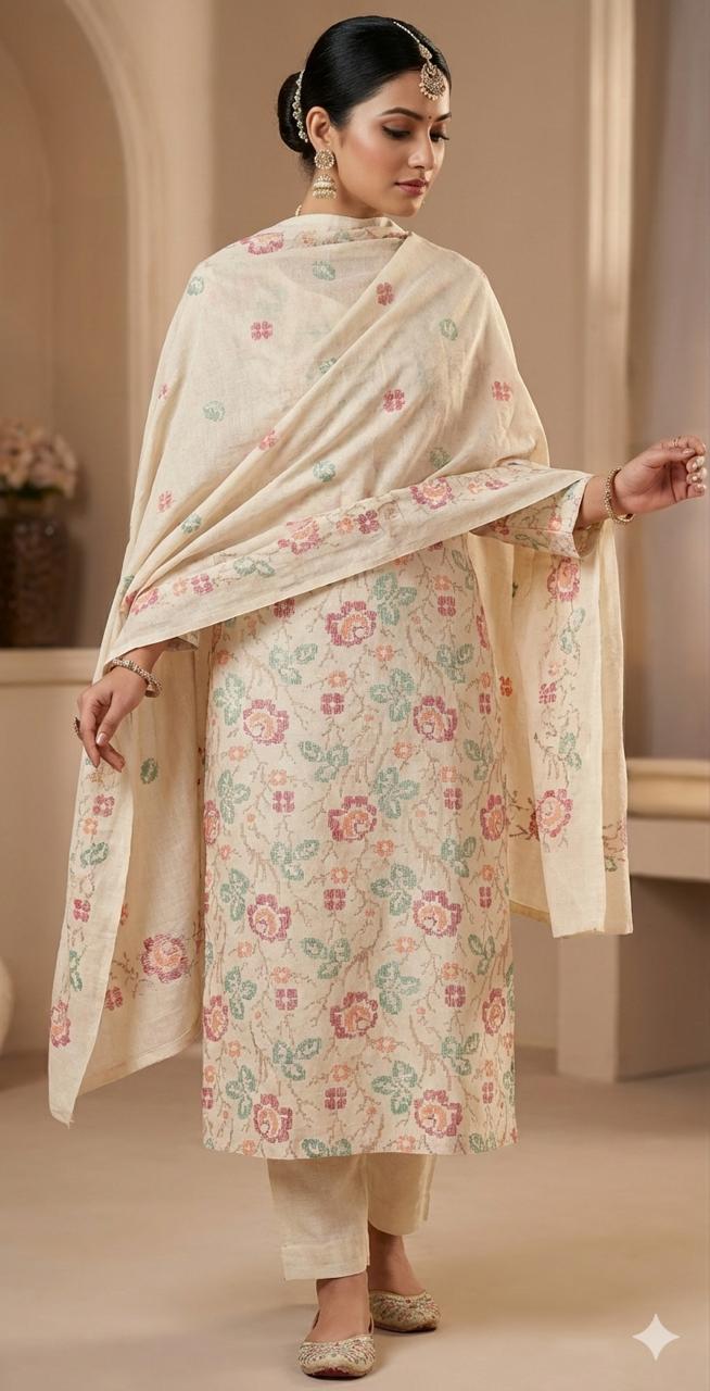 Khaddar 3 piece Embroidered